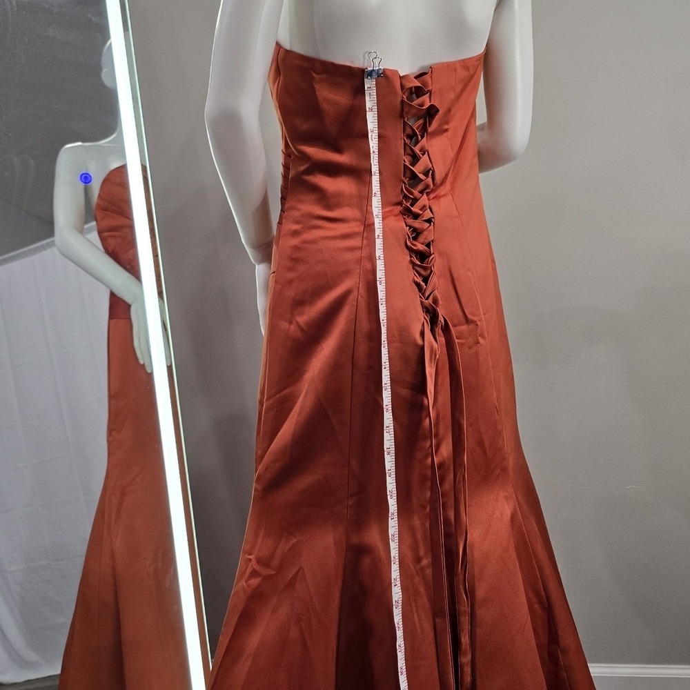 Alfred Angelo Burnt Orange Satin Strapless Corset Back Gown Dress Size 12 Formal